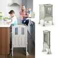 thumbnail image 1 of Martha Stewart Kitchen Helper by Guidecraft - Taupe: Adjustable Step Stool, Foldable Cooking Toddler Tower for Kids' with Non-Slip Mat, 1 of 7