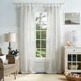thumbnail image 1 of Martha Stewart Laguna Stripe 37"X84" Semi Sheer Curtain, Panel Pair Tietab, Gray, Adult, 1 of 4