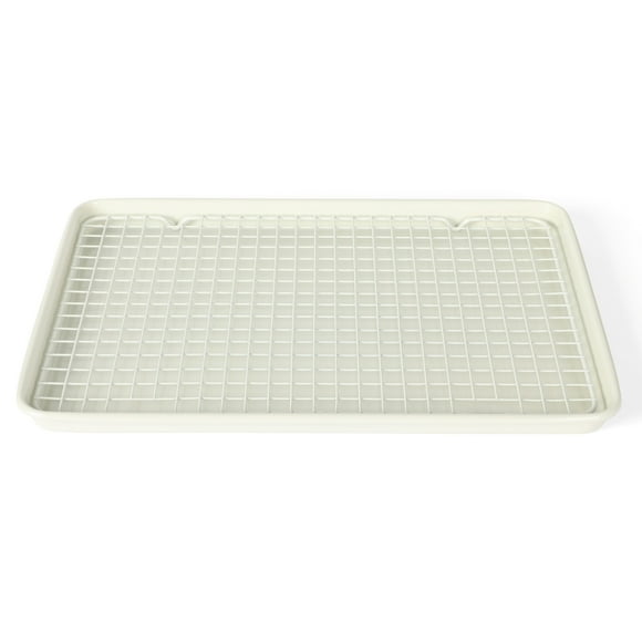 Martha Stewart Large Nonstick Cookie Baking Sheet Pan with Cooling Wire Rack, Linen