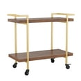 thumbnail image 1 of Martha Stewart Liam 2 Tier Mobile Printer Cart, Polished Brass Frame, Walnut, 1 of 13