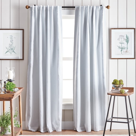 Martha Stewart Lido, 50"W x 84"L Backtab Blackout, White, Indoor Curtain, Set of 2, Linen, Cotton, Adult