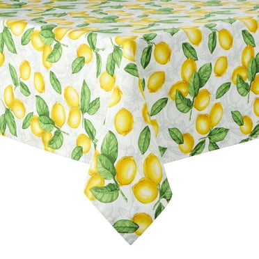 Martha Stewart Lots of Lemons Fabric Tablecloth Single Pack, White/Yellow, 60"x102"