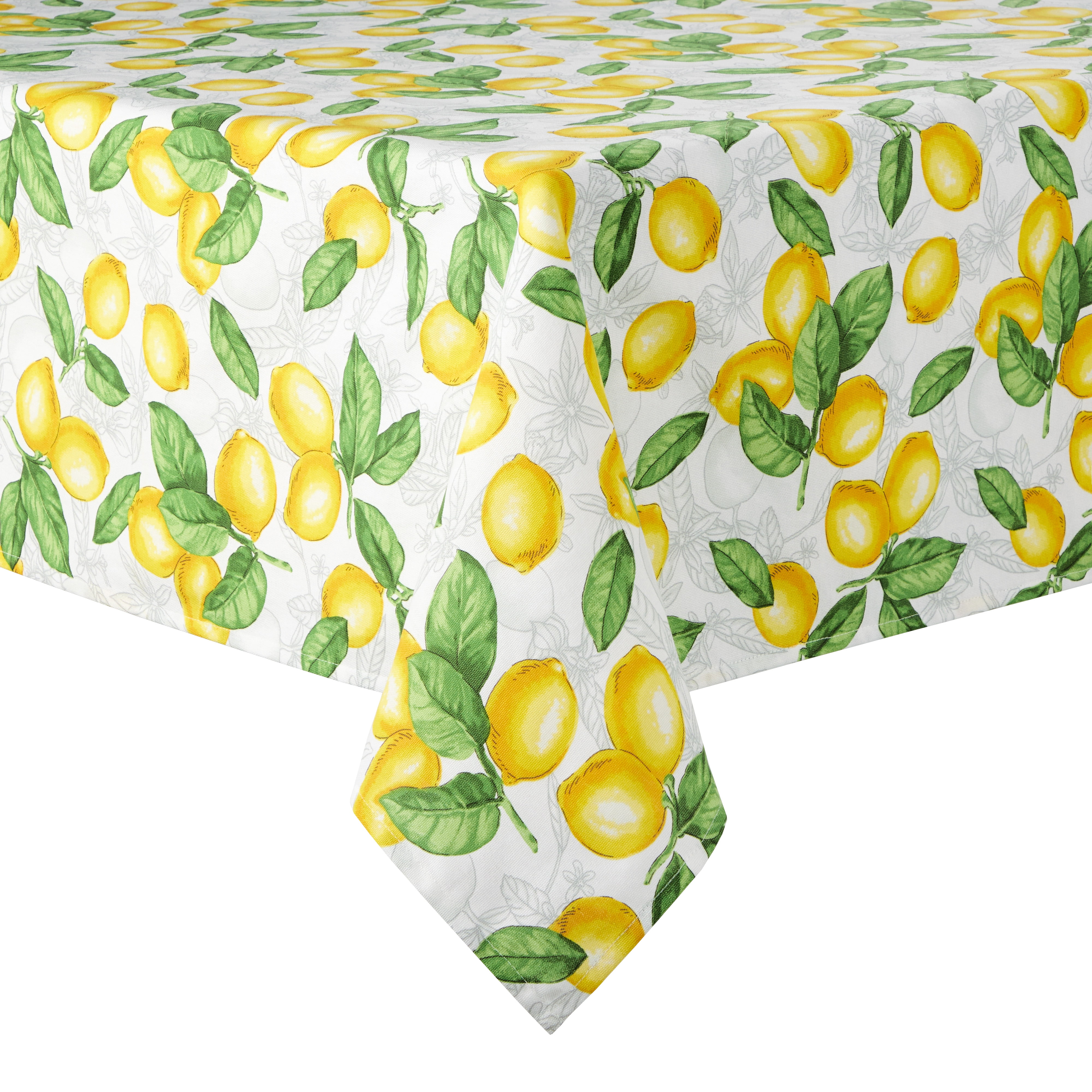 Martha Stewart Lots of Lemons Fabric Tablecloth Single Pack, White/Yellow, 60"x120"