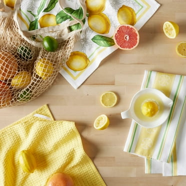 Martha Stewart Lots of Lemons Kitchen Towel Cotton Kitchen Towel Set, Multicolor, 3 Piece