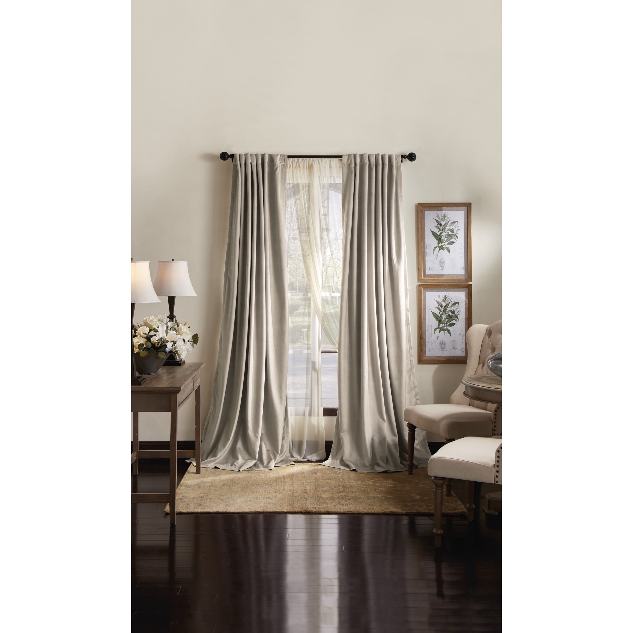 Martha Stewart Lucca Velvet Curtain Panel Pair, Linen, Back Tab, Blackout,  Lined, Indoor, Adult, 2 Piece Set, 50" x 95"