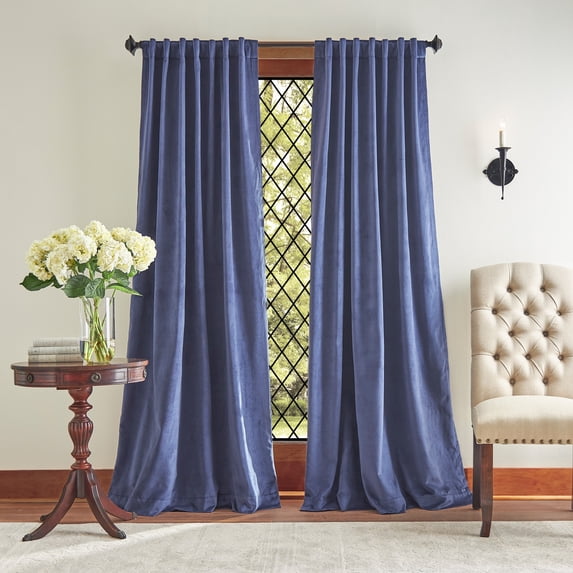 Martha Stewart Lucca Velvet Blackout 50"W x 84"L, Midnight Navy, Set of 2 Indoor Curtain Panels, Polyester, Adult