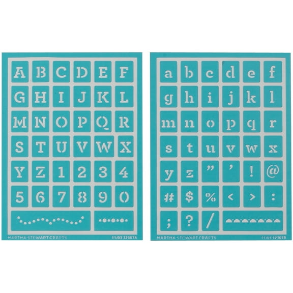 Martha Stewart MS032-307 Martha Stewart Adhesive Stencils 2/Pkg - Typewriter 5.75"X7.75" 78 Designs