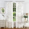 thumbnail image 1 of Martha Stewart, Martha's Garden Print 37"x95" Semi Sheer Standard Curtain Panel Pair Poletop, Gold, Adult, 1 of 5