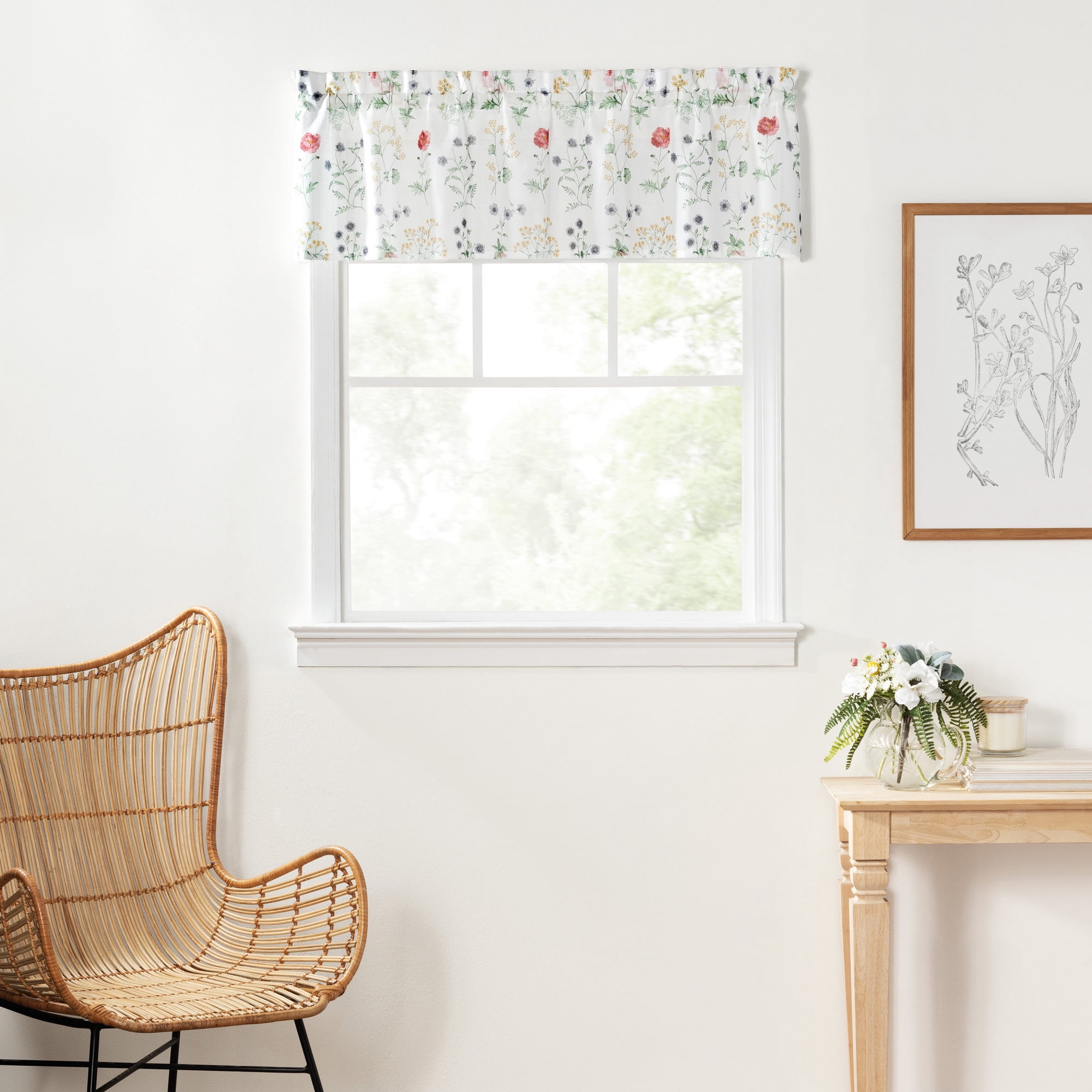 Martha Stewart Martha’s Garden Valance, Multicolor, Pole Top, Sheer, Indoor, Adult, 1 Piece, 54" x 14"