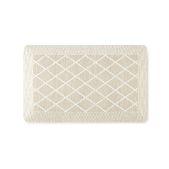 Martha Stewart Miles Modern Diamond Anti-Fatigue Air-Infused Kitchen Mat, Beige, 19.6"x32"