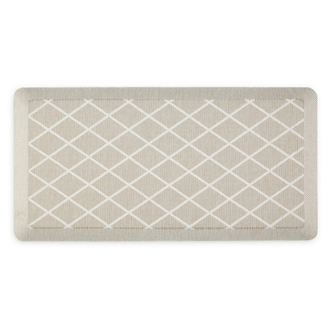 Martha Stewart Miles Modern Diamond AntiFatigue AirInfused Kitchen Mat, Beige, 19.6"x39