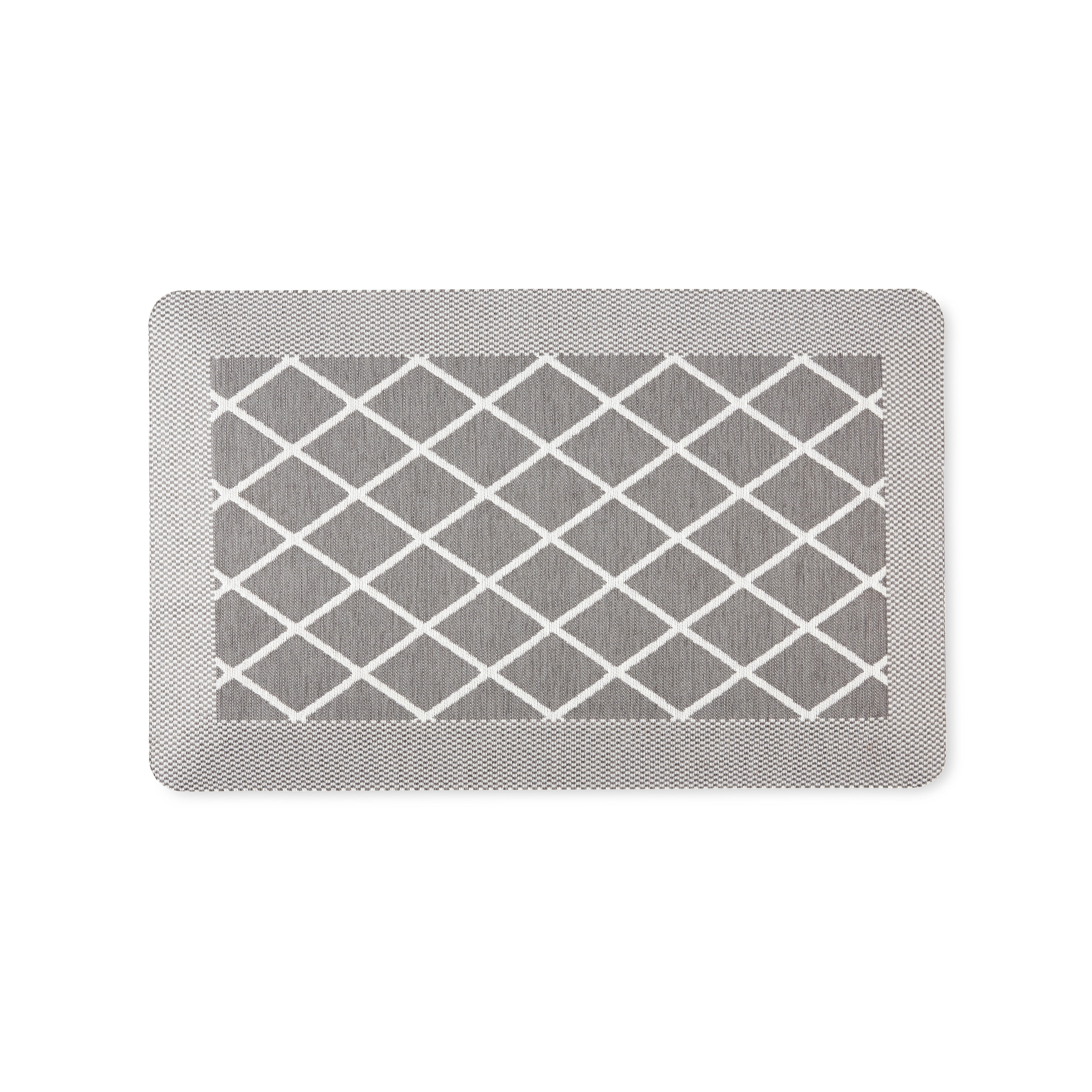 Martha Stewart Miles Modern Diamond Anti-Fatigue Air-Infused Kitchen Mat, Grey, 19.6"x32"