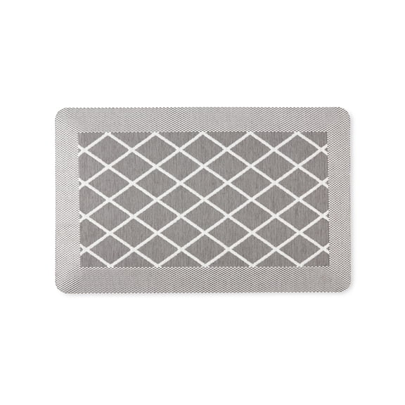 Martha Stewart Miles Modern Diamond Anti-Fatigue Air-Infused Kitchen Mat, Grey, 19.6"x32"