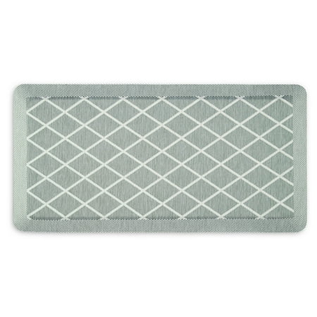 Martha Stewart Miles Modern Diamond Anti-Fatigue Air-Infused Kitchen Mat, Mint Green, 19.6"x39"
