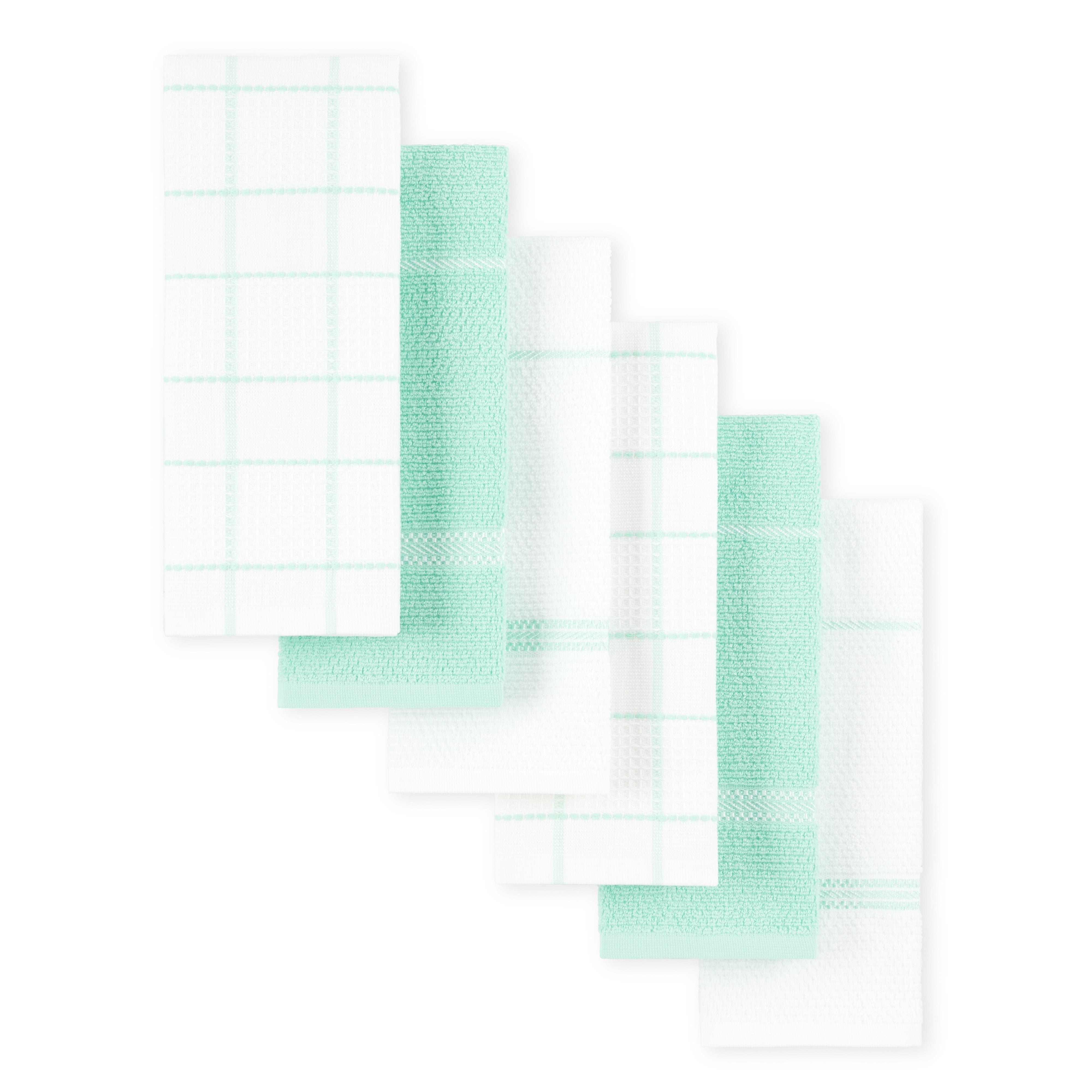 Martha Stewart Modern Waffle Kitchen Towel Set 6 Pack Aqua Blue 16 x28 Walmart