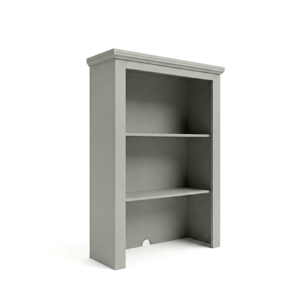 Martha Stewart Modular Shaker Wooden Hutch with 2 Fixed Storage Shelves, Solid Wood Frame and Rear Cable Management Opening, Gray