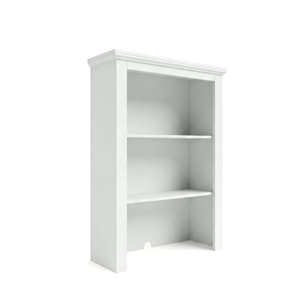 Martha Stewart Modular Shaker Wooden Hutch with 2 Fixed Storage Shelves, Solid Wood Frame and Rear Cable Management Opening, White