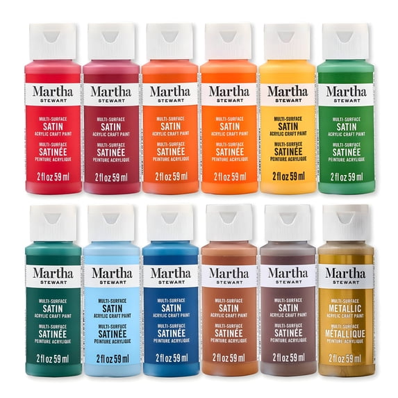 Martha Stewart Multi-Surface Acrylic Craft Paint, Satin Finish, Autumn Harvest, Set of 12, 2 fl oz