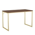 thumbnail image 1 of Martha Stewart Noah Home Office Parsons Desk in Walnut Wood Grain with Polished Brass Metal Frame, 1 of 12