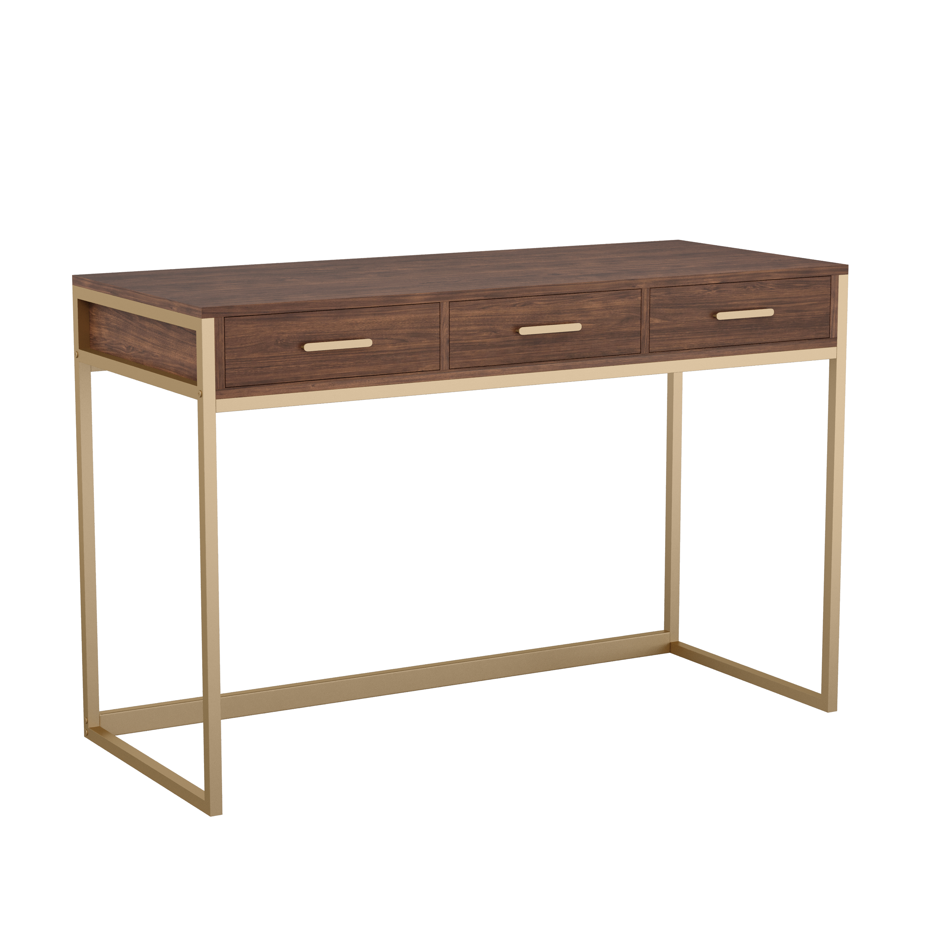 Martha Stewart Ollie Home Office Desk with 3 Drawers in Walnut Wood