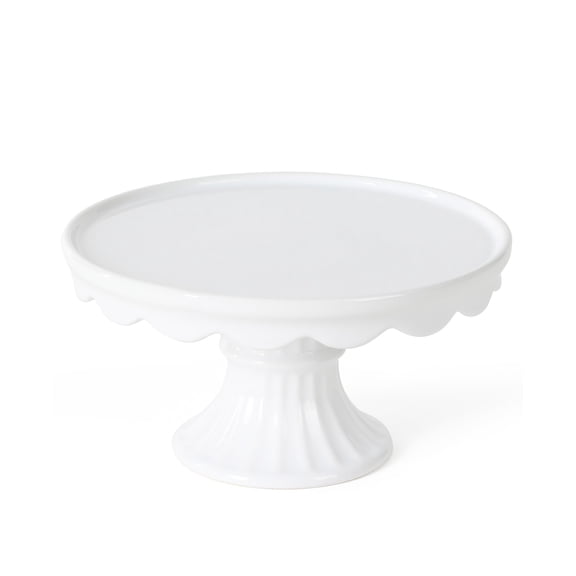 Martha Stewart Patterson 10" x 5.1" White Round Stoneware Cake Stand