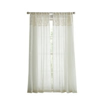 Martha Stewart Piece Macrame Curtain Panel Pair, Linen, Pole Top, Polyester, Linen, 50"W x 84"L, Adult