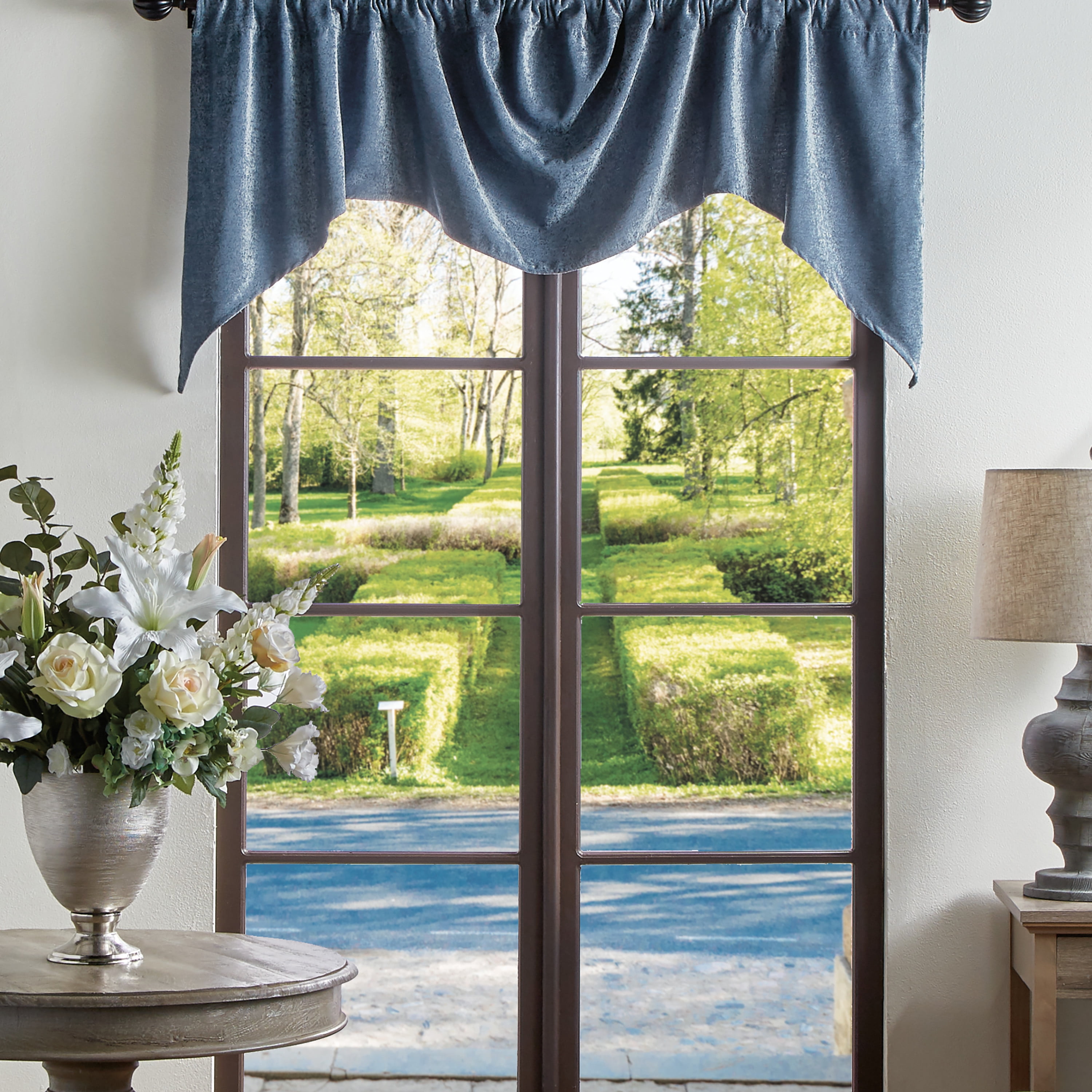Blue Chenille Rod Pocket Valance, 72"