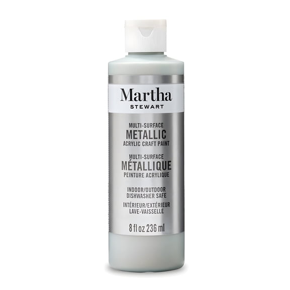 Martha Stewart Multi-Surface Acrylic Craft Paint, Metallic Finish, Sterling, 8 fl oz