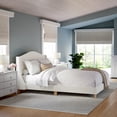 thumbnail image 1 of Martha Stewart Queen Upholstered Platform Bed with Curved Headboard and Cushioned Siderails, Wood Slat Foundation with No Box Spring Needed, Off-White Boucle, 1 of 12