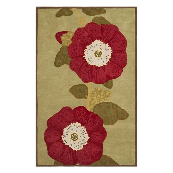 Martha Stewart Red Rose Floral Area Rug, Dill, 8' x 10'