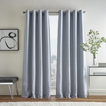 Martha Stewart Rivington Jacquard Grommet Thermal Blue, 50"W x 84"L, Set of 2 Indoor Curtain Panels, Recycled Polyester, Adult