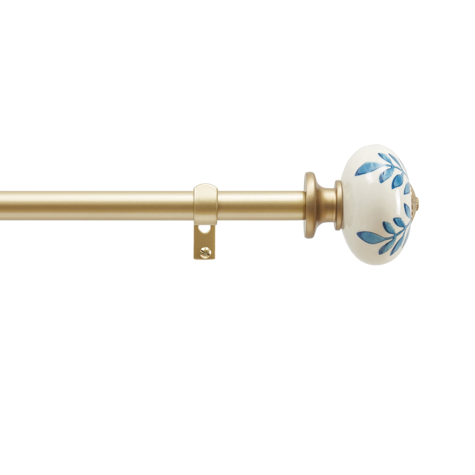 Martha Stewart Roseland 3/4", Adjustable Curtain Rod and Finial Set, Brushed Brass, 66" - 120" Long