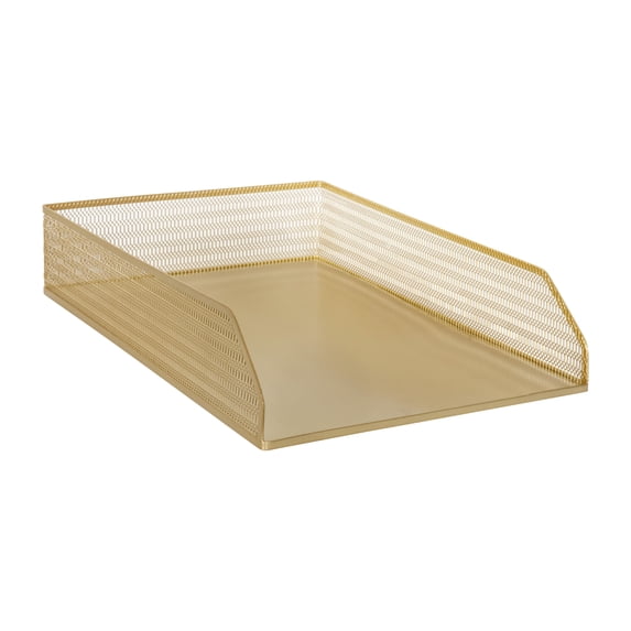 Martha Stewart Ryder 2 Pack Gold Mesh Metal Paper Letter Inbox Tray Desktop Organizer