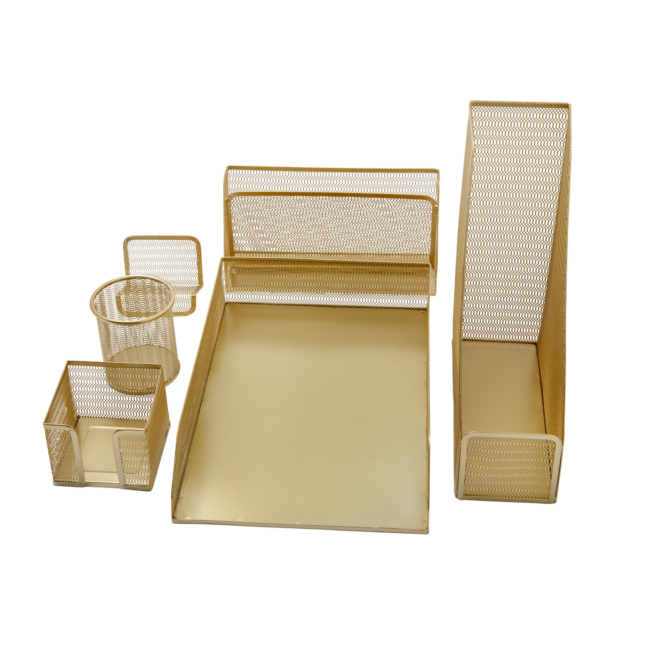 Gold Mesh 6-Piece Desktop Organizer Set