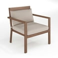thumbnail image 1 of Martha Stewart Set of 2 Indoor-Outdoor Patio Accent Chairs with Brown Brushed Woodgrain Aluminum Finish and Cream All-Weather Seat and Lumbar Cushions, 1 of 12