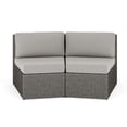 thumbnail image 1 of Martha Stewart Set of 2 Indoor-Outdoor Modular Patio Curved Sectional Sofa Seats in Gray Rattan Wicker with Gray All-Weather Cushions, 1 of 12