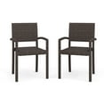thumbnail image 1 of Martha Stewart Set of 2 Indoor-Outdoor Stackable Patio Dining Armchairs in Brown Rattan Wicker, 1 of 11