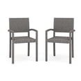 thumbnail image 1 of Martha Stewart Set of 2 Indoor-Outdoor Stackable Patio Dining Armchairs in Gray Rattan Wicker, 1 of 11