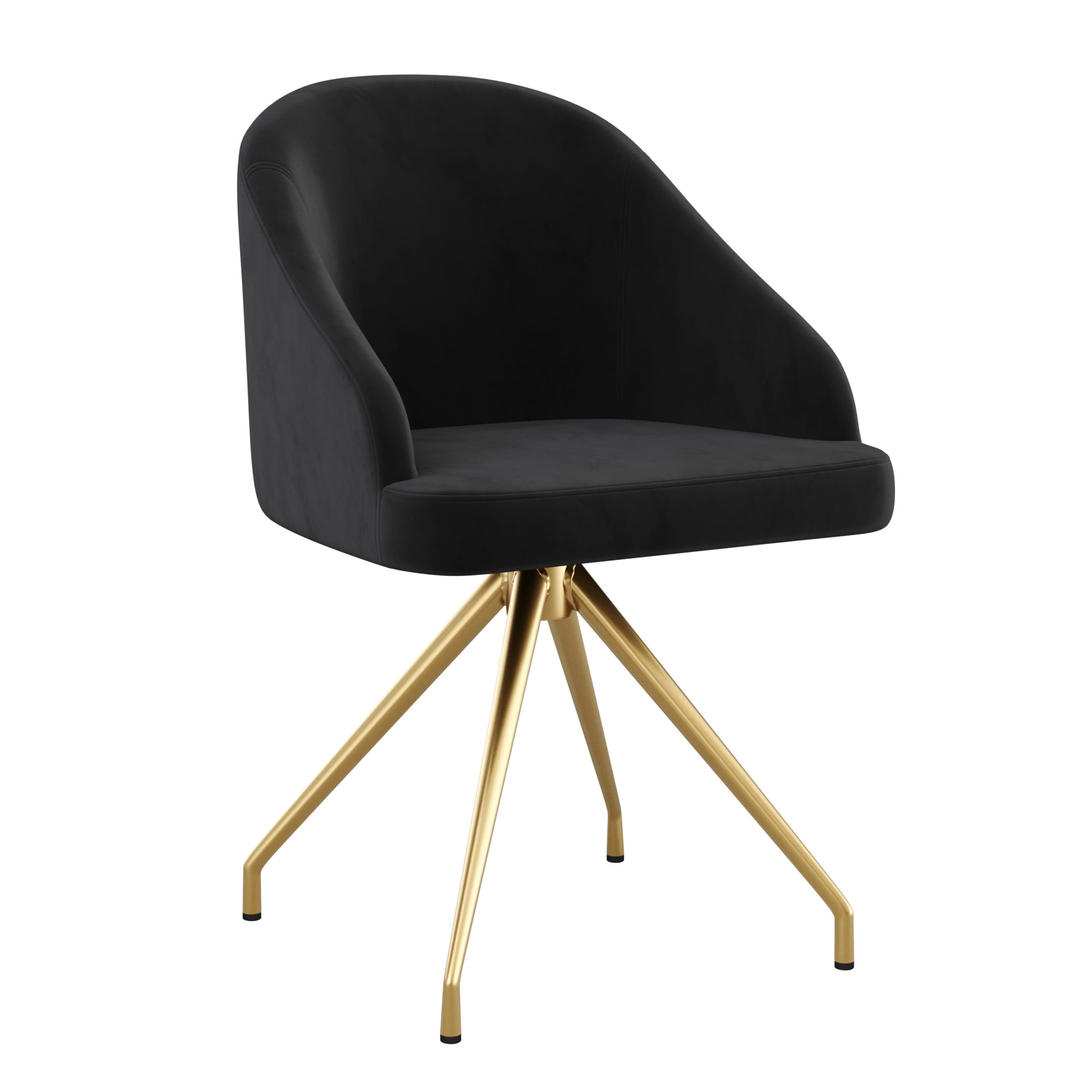 Black Velvet and Polished Nickel Swivel Office Chair
