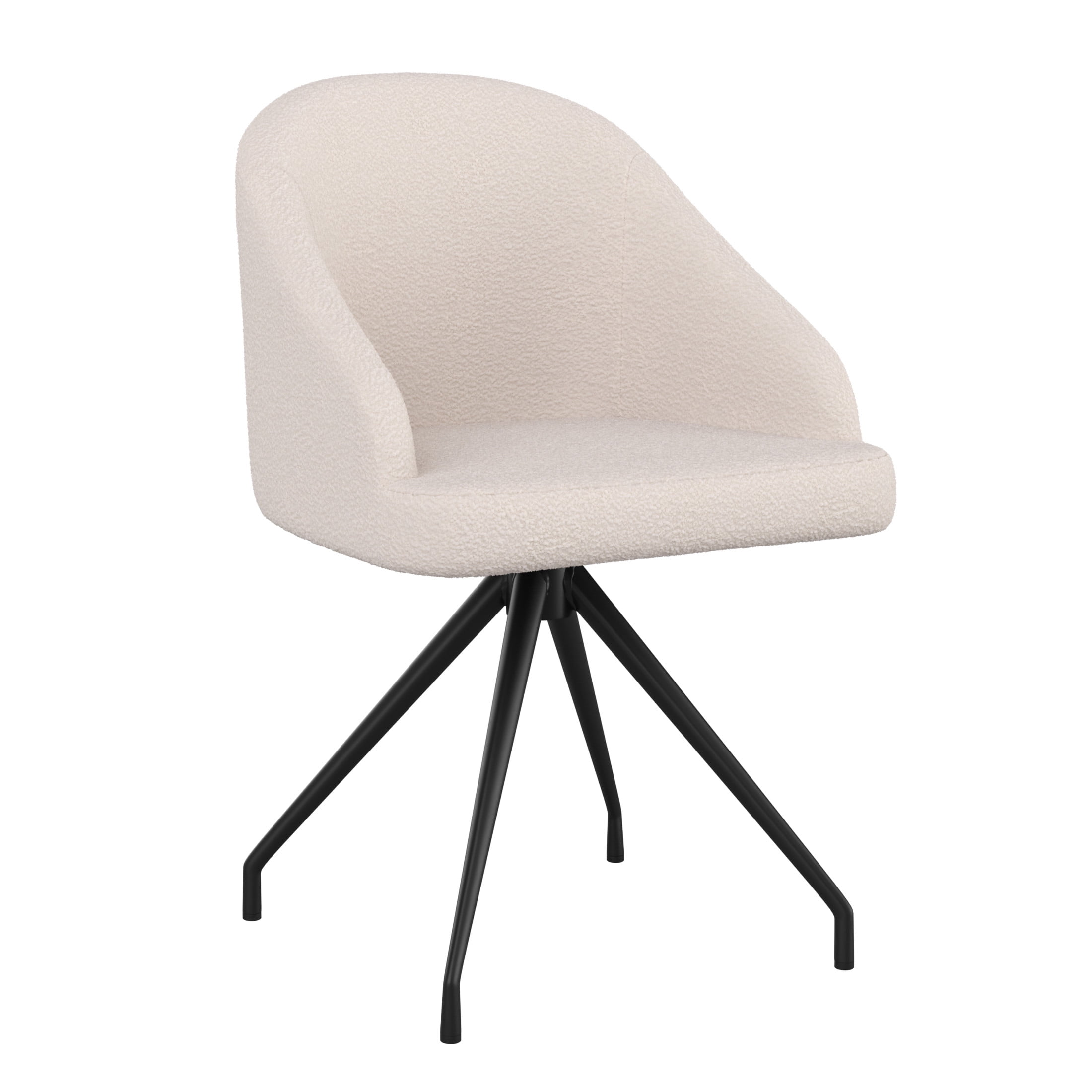 White Boucle Upholstered Office Chair with Oil Rubbed Bronze Frame