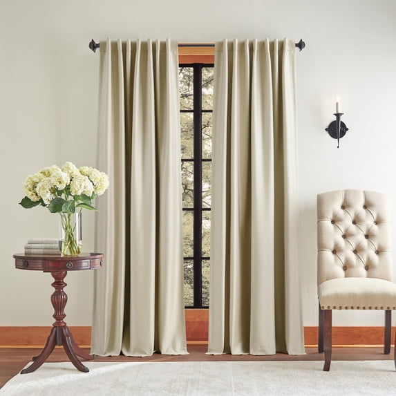 Martha Stewart Spellbound Blackout Lined Curtain Panel Pair, Champagne, Pole Top/Back Tab, Indoor, Adult, 2 Piece Set, 50" x 84"