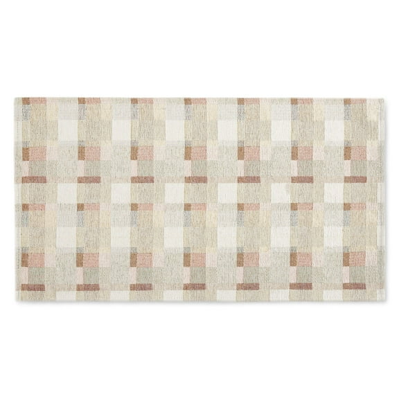 Martha Stewart Stella Owen Plaid Slip-Resistant Kitchen Mat, Beige/Brown, 20"x36