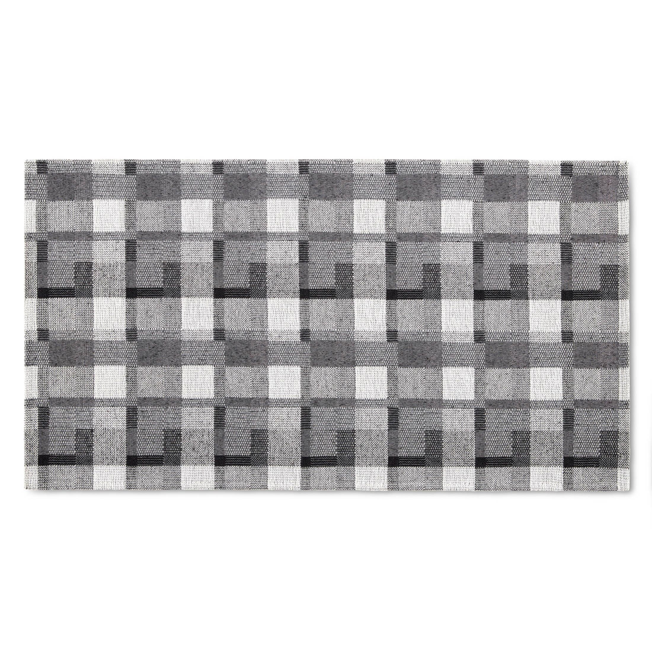 Martha Stewart Stella Owen Plaid SlipResistant Kitchen Mat, Black/Grey/White, 20"x36"
