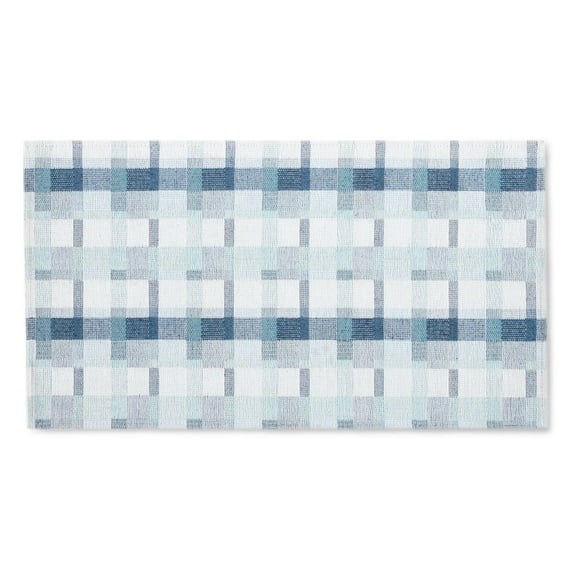 Martha Stewart Stella Owen Plaid Slip-Resistant Kitchen Mat, Blue/White, 20"x36"