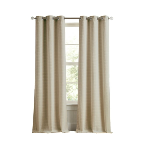 Martha Stewart Sutter Room Darkening Curtain Panel Pair, Lined, Sand, Grommet, 100% Polyester, 37"W x 84"L, Adult