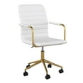thumbnail image 1 of Martha Stewart Taytum Upholstered Office Chair in White/Polished Brass, 1 of 15
