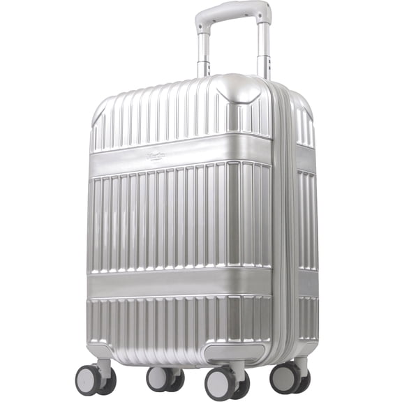 Martha Stewart The Bedford 22 Inch Carry On Luggage, Hardshell Rolling Suitcase with Spinner Wheels, Silver