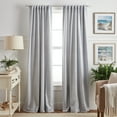 thumbnail image 1 of Martha Stewart Ticking Stripe Blackout Curtain Panel Pair, Indoor Poly Cotton Blend, Indigo , 50"W x 95"L , Pole Top, Adult, 1 of 18