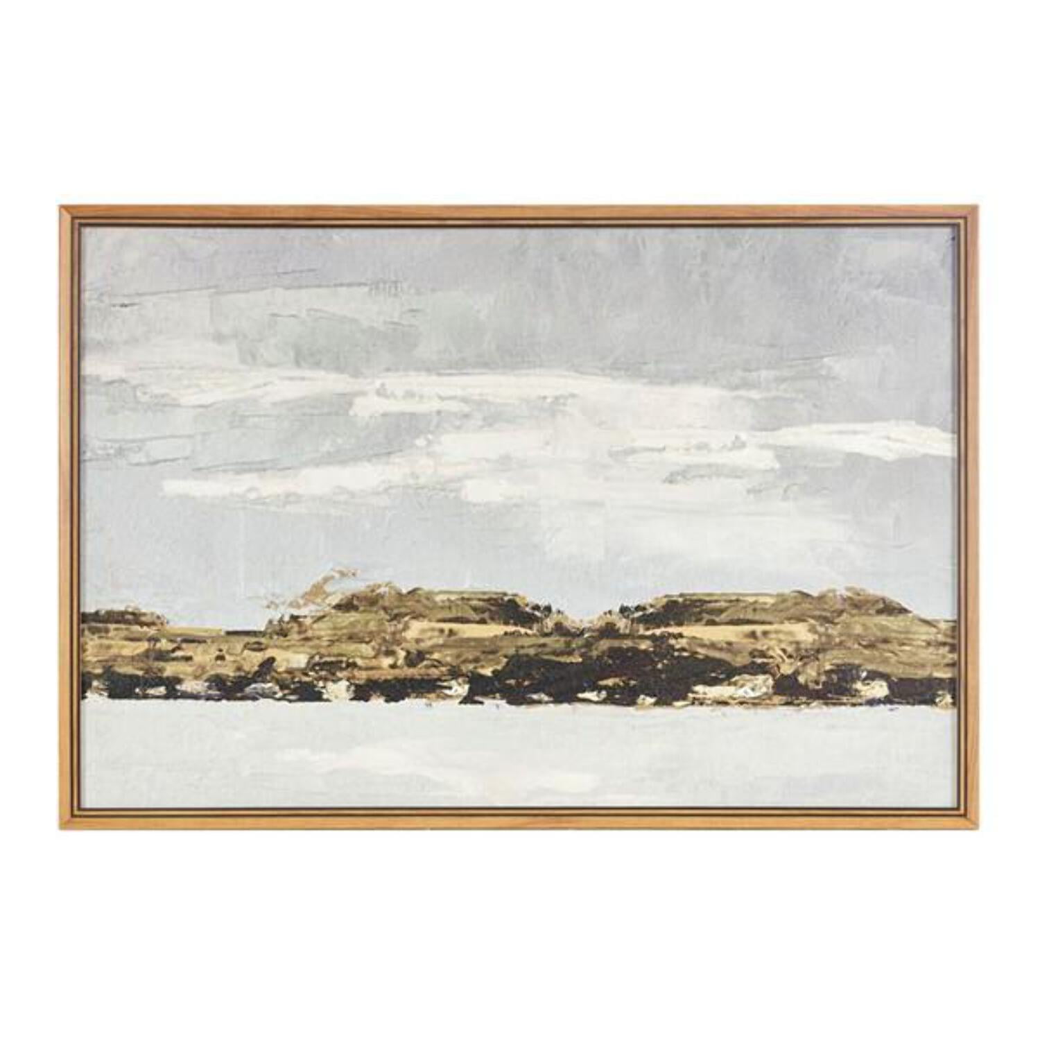 Foggy Morning Multi-Color Abstract Landscape Framed Canvas Art