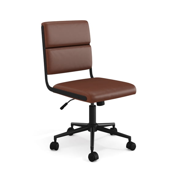 Martha Stewart Upholstered Office Chair in Saddle Brown/Oil Rubbed Bronze